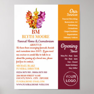 Gladiolus Flowers, Funeral Home, Directors Poster