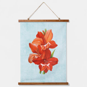 Gladiolus on Aged Denim Hanging Tapestry
