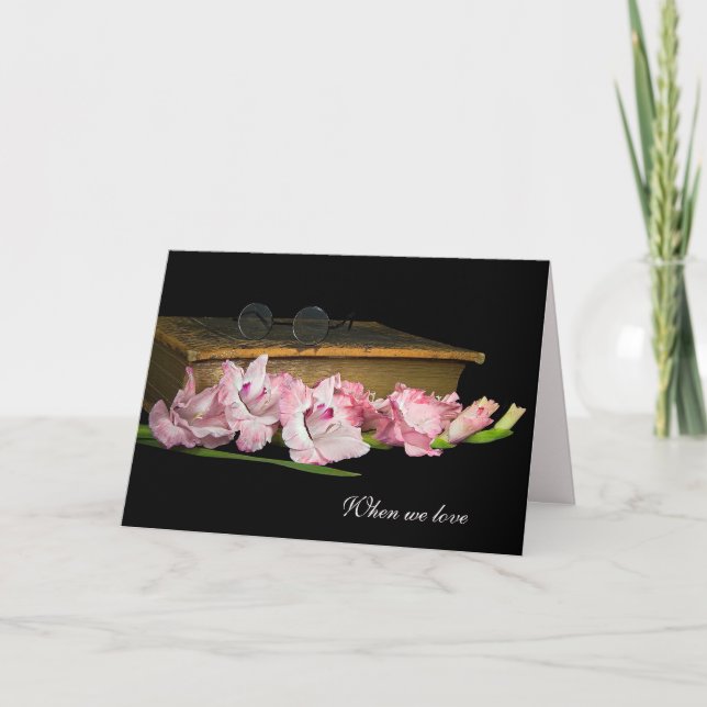 Gladiolus with Vintage Bible Sympathy Card (Front)