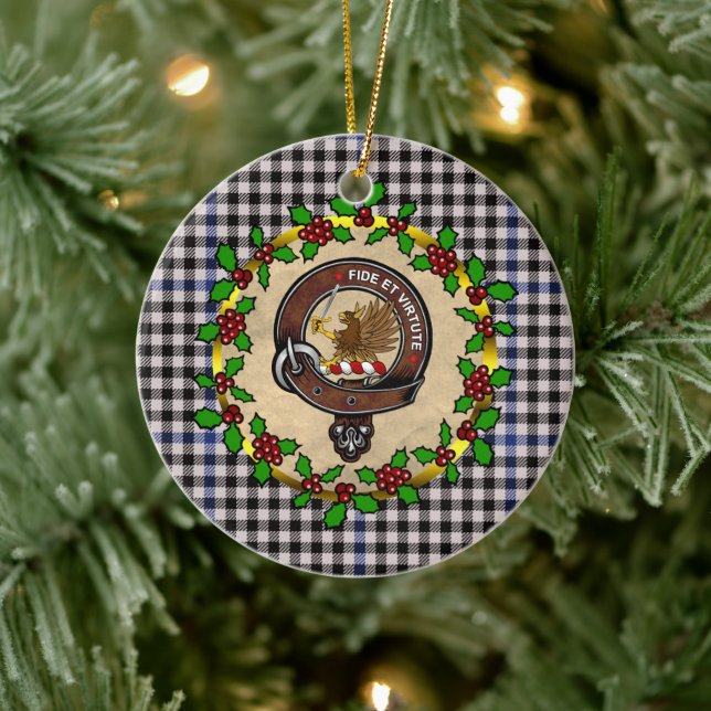Gladstone Badge & Tartan Personalised Christmas Ceramic Tree Decoration (Tree)