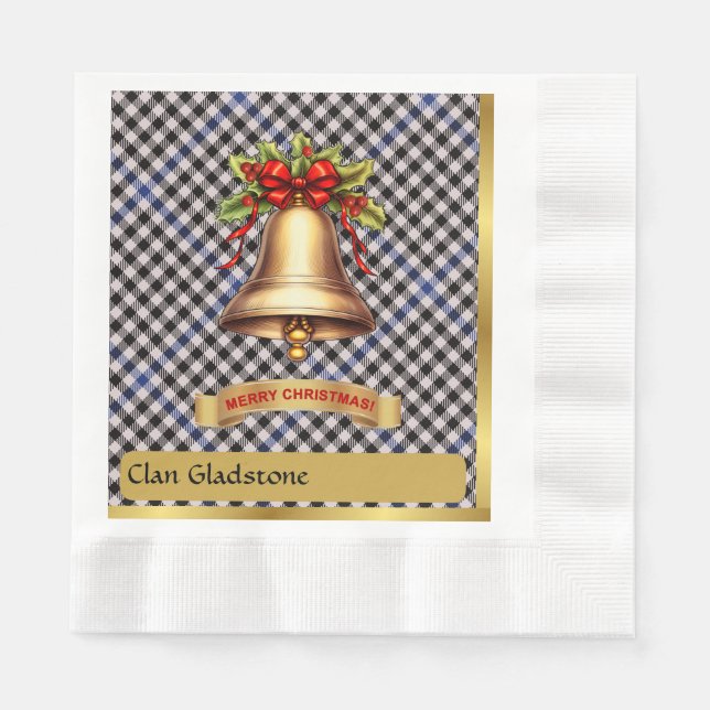 Gladstone Personalised Tartan Christmas Napkin (Front)