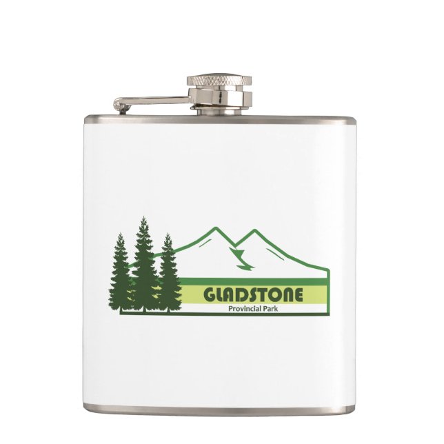 Gladstone Provincial Park Green Stripes Hip Flask (Front)