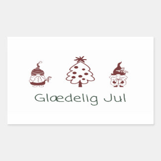 Glædelig jul, Danish Happy Christmas  Rectangular Sticker