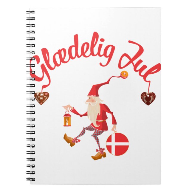 Glaedelig jul danish merry christmas denmark nisse notebook (Front)
