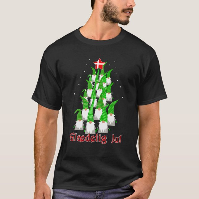 Glaedelig Jul Danish Star Christmas Tree T-Shirt (Front)