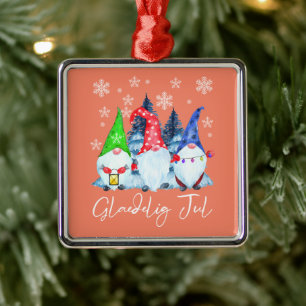 Glaedelig Jul Nordic Gnomes Tomte Nisse Danish Metal Tree Decoration