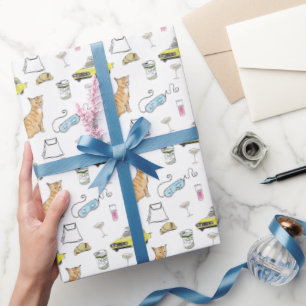 Glam 1960s Cocktail Party Whimsical Retro Wrapping Paper