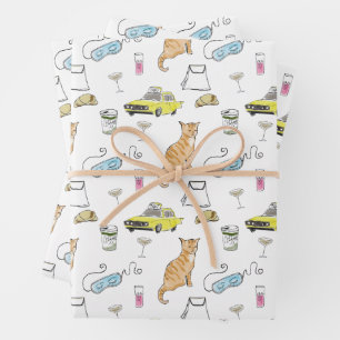 Glam 1960s Tiara Cocktail Party Retro Midcentury Wrapping Paper Sheet