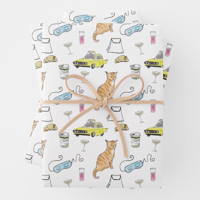 Glam 1960s Tiara Cocktail Party Retro Midcentury Wrapping Paper Sheet (In situ)