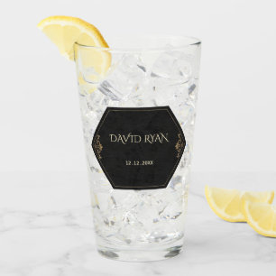 Glam 20s Gold and Black Art Deco Monogram Glass