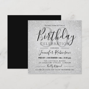 Glam 30th Birthday Silver Glitter Paint Invitation