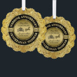 Glam 50th Wedding Anniversary-Horse & Carriage  Tree Decoration Card<br><div class="desc">Glamourous,  elegant 50th wedding anniversary commemorative plate. Black and gold with diamond accents. Wedding horse and carriage and black and gold. Customisable text. The fairy tale continues.</div>