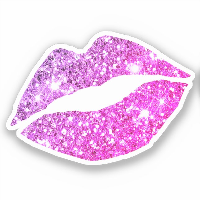 Glam Aesthetic Girly Hot Pink Glitter Lips (Front)