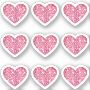 Glam Aesthetic Girly Pink Glitter Heart 9 Pack