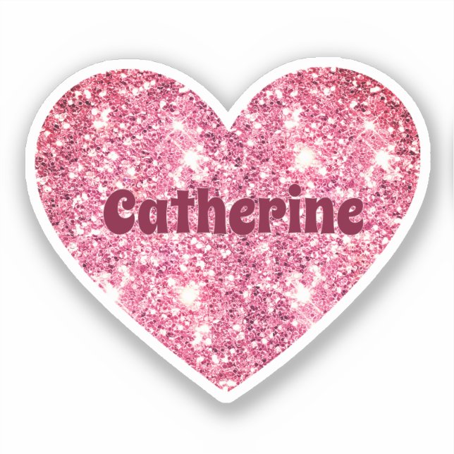 Glam Aesthetic Girly Pink Glitter Heart Name (Front)