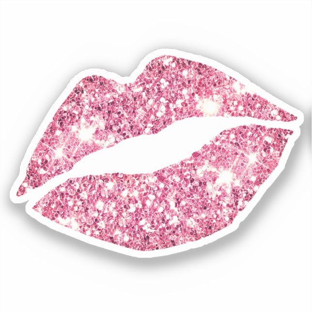 Glam Aesthetic Girly Pink Glitter Lips (Front)