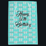 Glam Aqua Blue Tiffany Pearls Theme 30th Birthday Medium Gift Bag<br><div class="desc">Glam Aqua Blue Tiffany Pearls Theme 30th Birthday Gift Bag for birthday presents, baby shower, bridal shower, wedding gifts or any special occasion. Perfect for an elegant and fun teal blue or turquoise theme party or girly, maybe even bougie gift! Change to any year or any occasion for the most...</div>