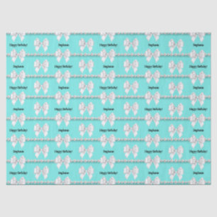 Glam Aqua Blue Tiffany Theme Bougie Happy Birthday Tissue Paper