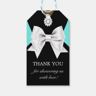 Glam Aqua Elegant Ethnic Tiffany Baby Shower Tags