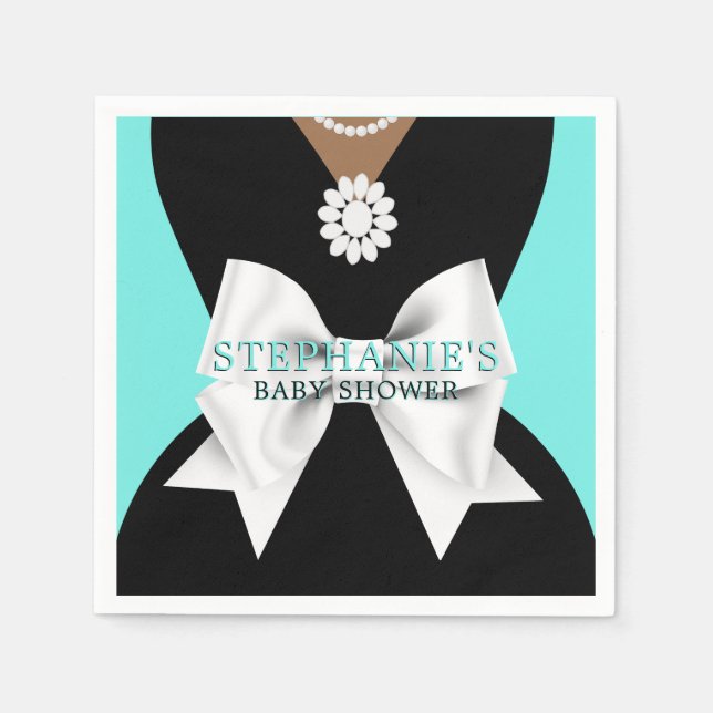 Glam Aqua Ethnic Fancy Tiffany Theme Baby Shower Napkin (Front)