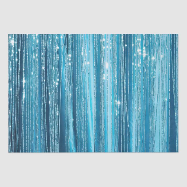 Glam Aqua Sparkle Stripes  Tissue Paper (Front)