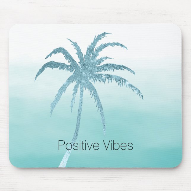 Glam Aqua Tropical Palm Tree Ombre     Mouse Mat (Front)