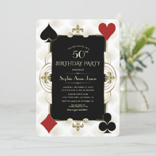 Glam Art Deco Casino Royale Poker Woman Birthday  Invitation