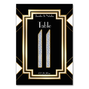 Glam Art Deco Diamond Wedding Table Number Eleven