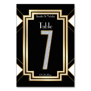 Glam Art Deco Diamond Wedding Table Number Seven