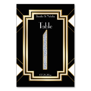 Glam Art Deco Diamonds Wedding Table Number One