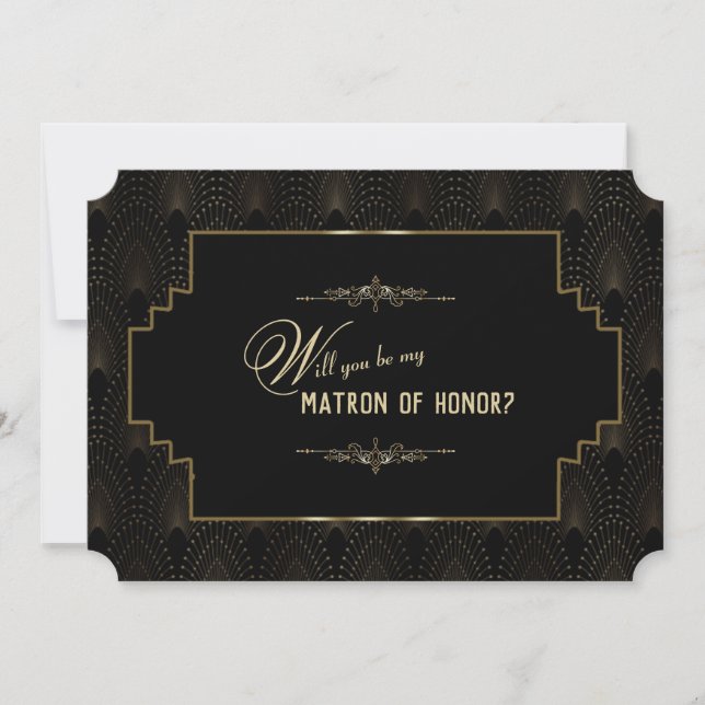 Glam Art Deco Great Gatsby Be Matron of Honour Invitation (Front)