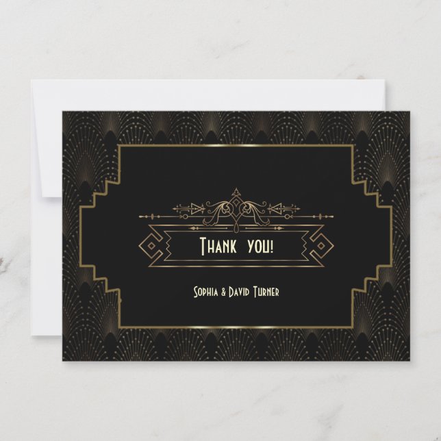 Glam Art Deco Great Gatsby Wedding Thank you Card (Front)