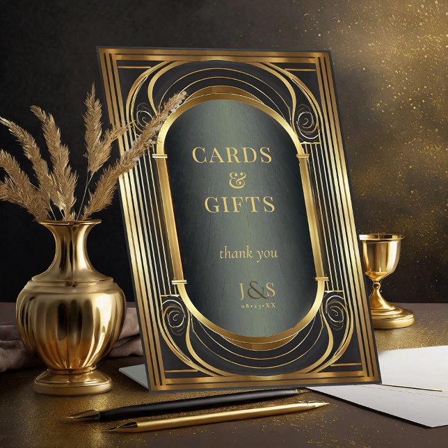 Glam Art Deco Wedding Cards Gifts ID1033 Pedestal Sign (Creator Uploaded)
