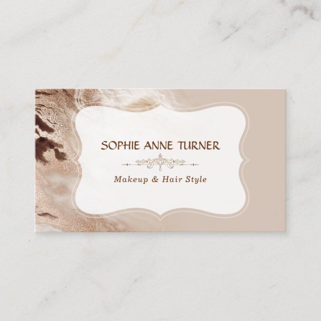 Glam Aurum Marble Geometric Shape Makeup Artist Business Card (Front)