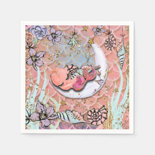 Glam Baby Mermaid Girls Baby Shower Birthday Party Napkin