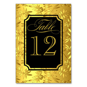 Glam Bamboo Leaves Gold Foil Table Numbers gold