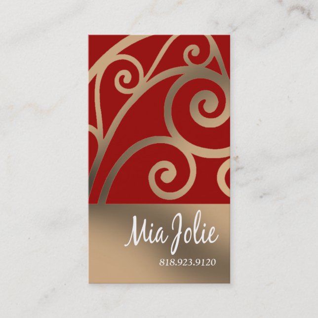 "Glam Baroque Curves" - Distinctive, Classy, Chic Business Card (Front)
