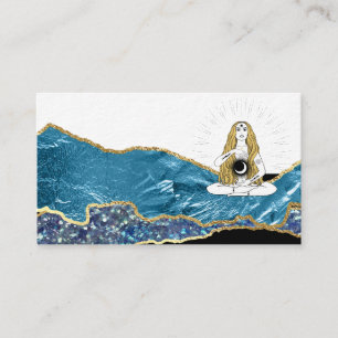 *~* Glam Beach Moon Goddess Teal Gold Glitter Business Card