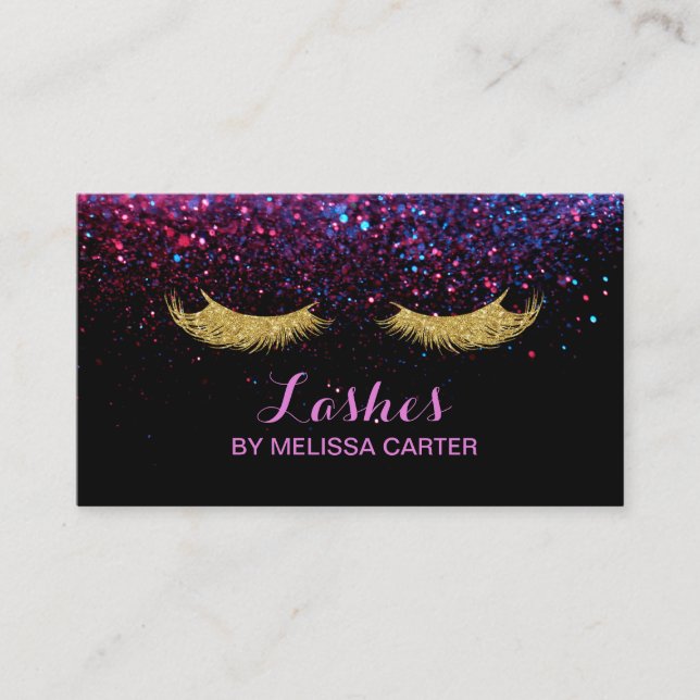 Glam Beauty Salon Makeup Artist Lash Extensions Business Card (Front)