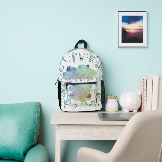 Glam Beauty: Unique Makeup Design Bag" Printed Backpack (Insitu)