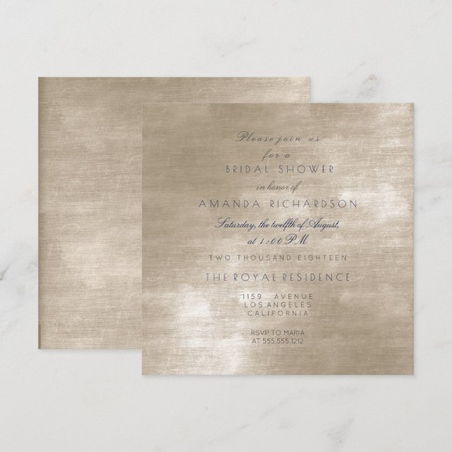 Glam Beige Ivory Velvet Bridal Shower Invitation (Front/Back)