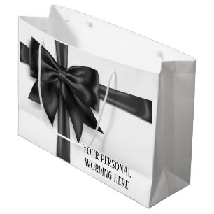Glam big black satin gift bow ribbon formal large gift bag