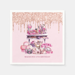 Glam Birthday Party Makeup Personalised Napkin
