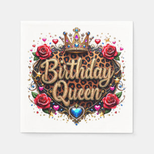Glam Birthday Queen Crown Napkin