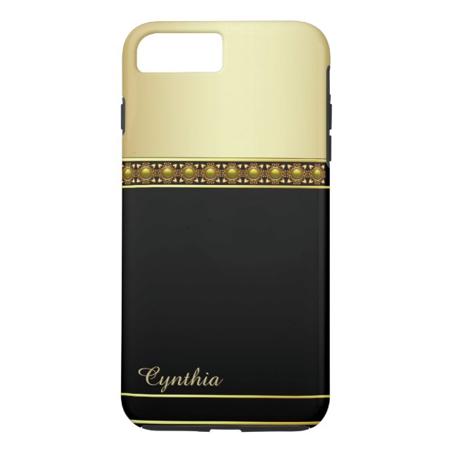 Glam Black and Gold Tone iPhone 7 Plus Case (Back)