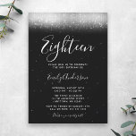 Glam Black and White 18th Birthday Invitation<br><div class="desc">This modern 18th birthday invitation is designed to impress! Trendy faux shimmer white lights on a black background with a modern script font.</div>