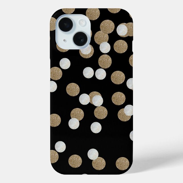glam black and white dots champagne gold confetti Case-Mate iPhone case (Back)