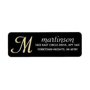 Glam Black Custom Colour Monogram   Label