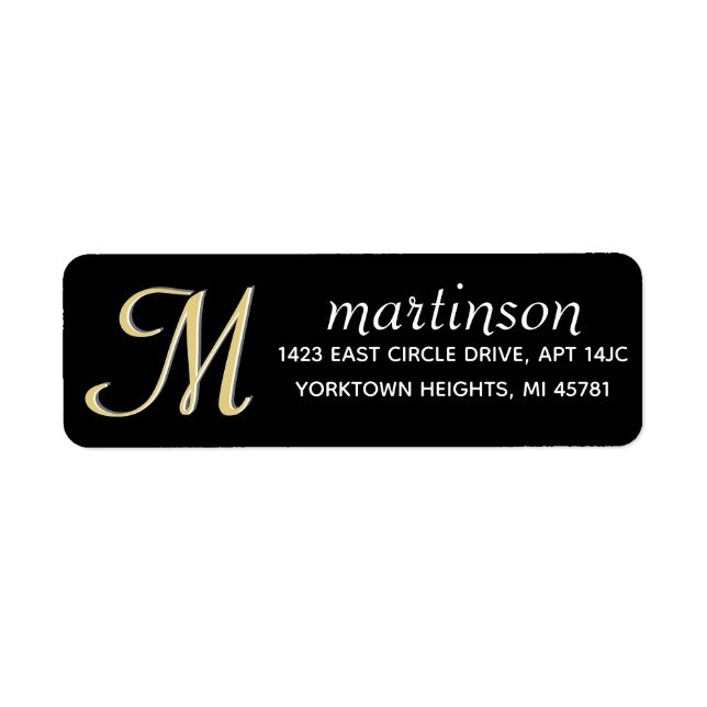Glam Black Custom Colour Monogram   Label (Front)