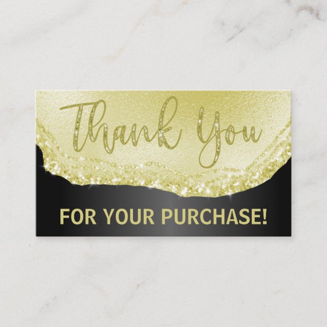 Glam Black Gold Agate Thank You Purchase Insert (Front)